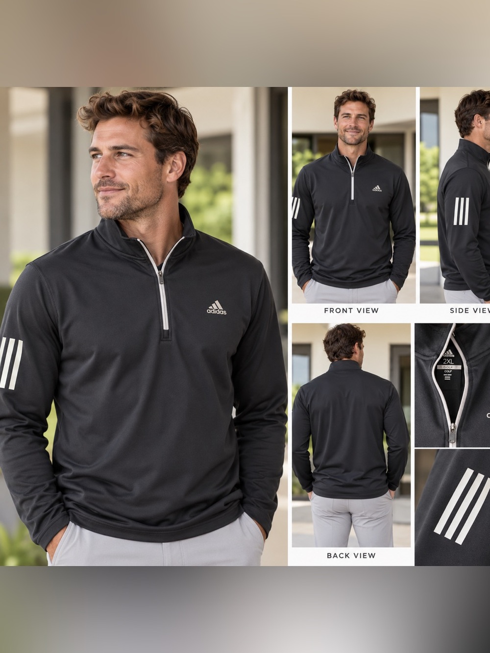 Adidas Black Long-Sleeve Half-Zip
Golf Performance Jacket NWOT never
Worn sz 2X